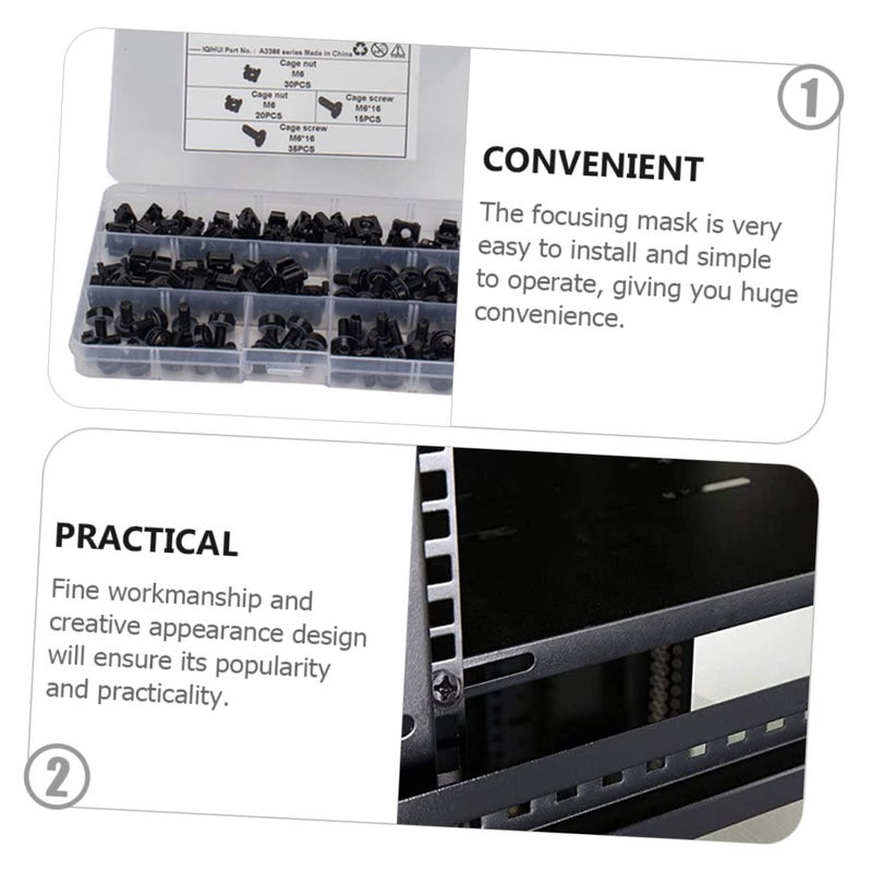 Black Plated Corrosion Resistant Cage Screws Kit for Server Racks Cabinets and Chassis Assembly - Image 3